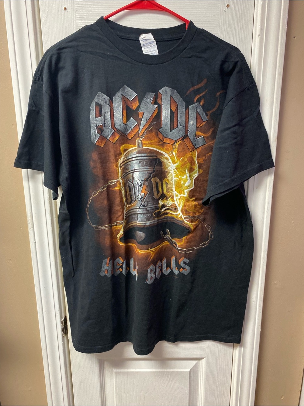 Delta Black AC/DC Graphic Tee with Orange and Yellow Lightning